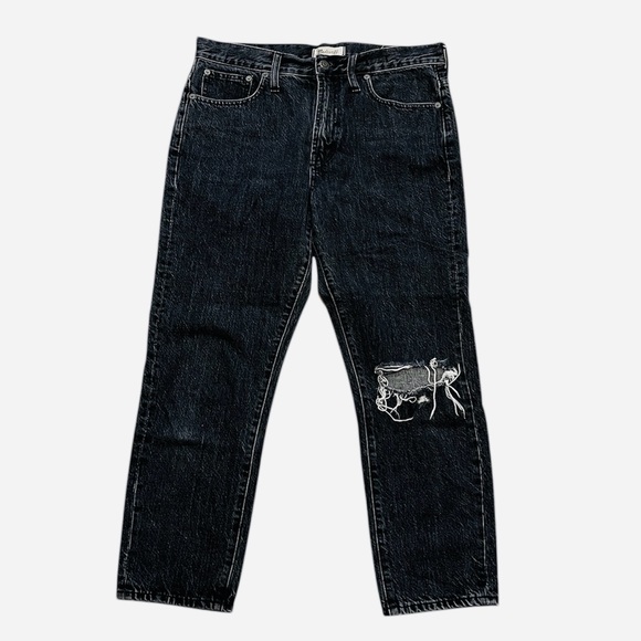 Madewell 30 Perfect Vintage Jean washed black cropped